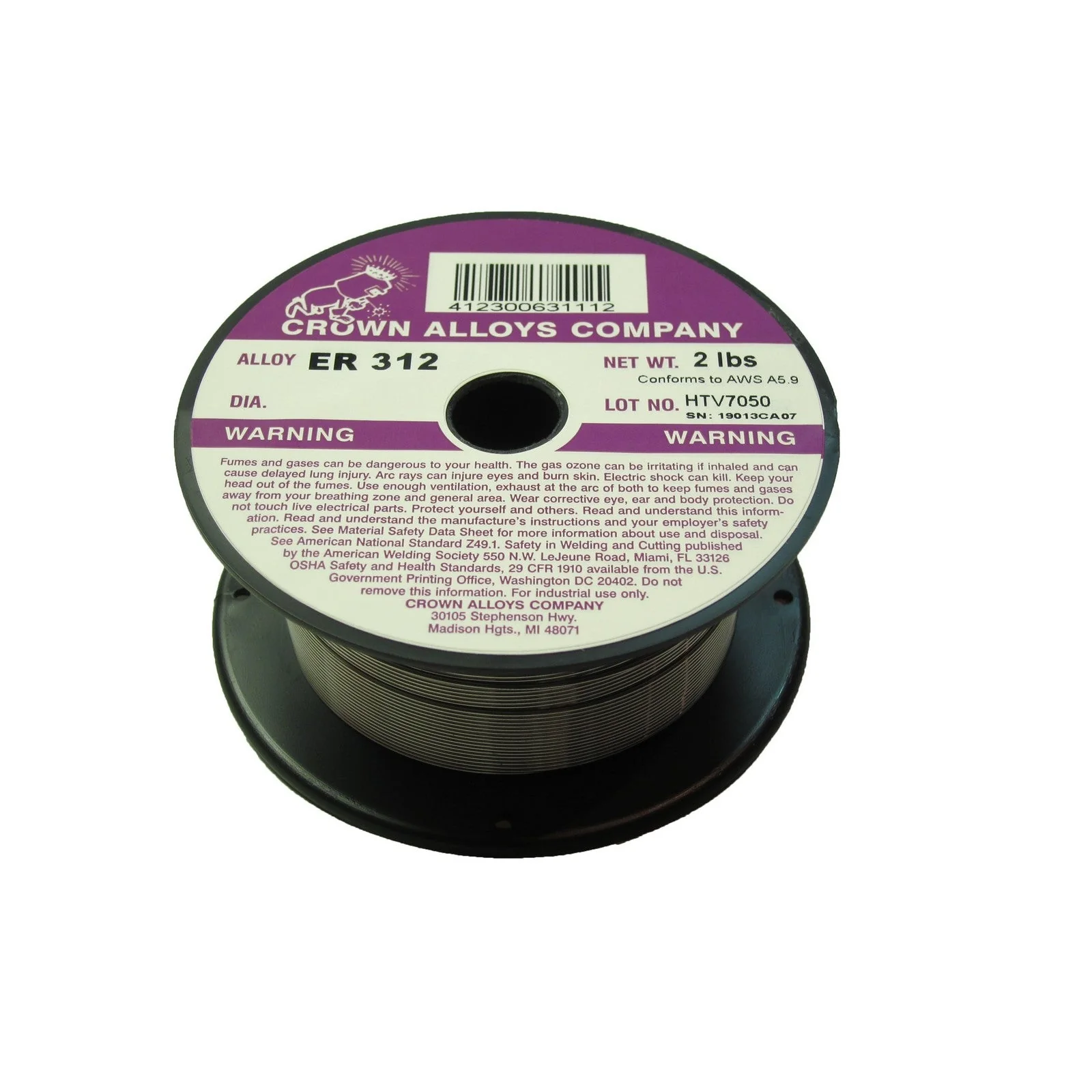 Crown Alloy .035 x 2# ER 312 Stainless Steel MIG 2 lb SPOOL (SS312/1F)