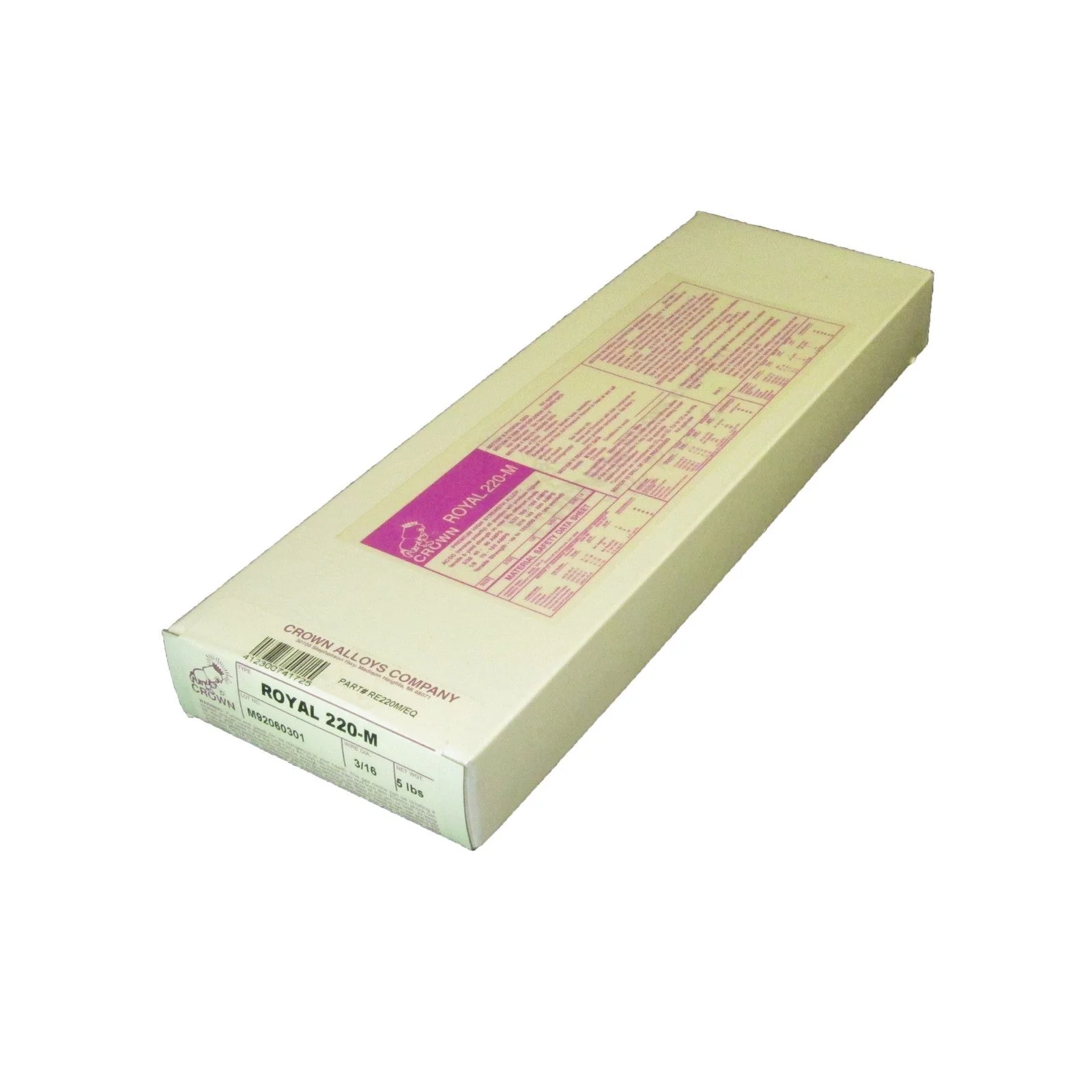 Crown Alloy 3/16 ROYAL 220-M Super Alloy for Welding ALL Steels ELECTRODE 5 lb BOX (RE220M/EQ)
