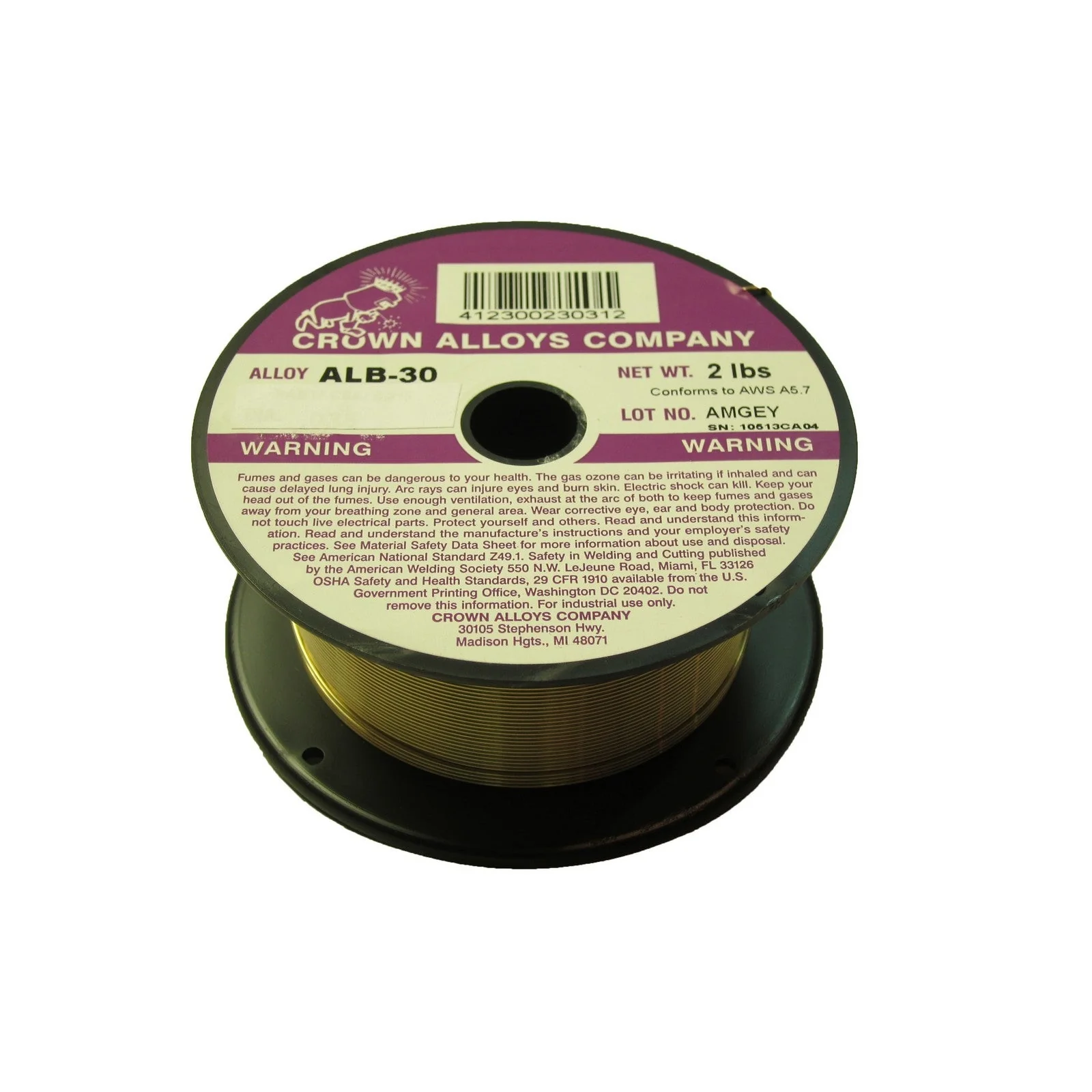Crown Alloy 3/32 x 2# ALB-30 Aluminum-Bronze (ER CuAl-A2) MIG 2 lb SPOOL (CSALB2/1N)