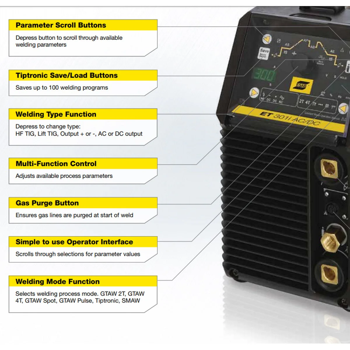 ESAB ET 301I AC/DC TIG/Stick Welder (W1009400) - Image 2