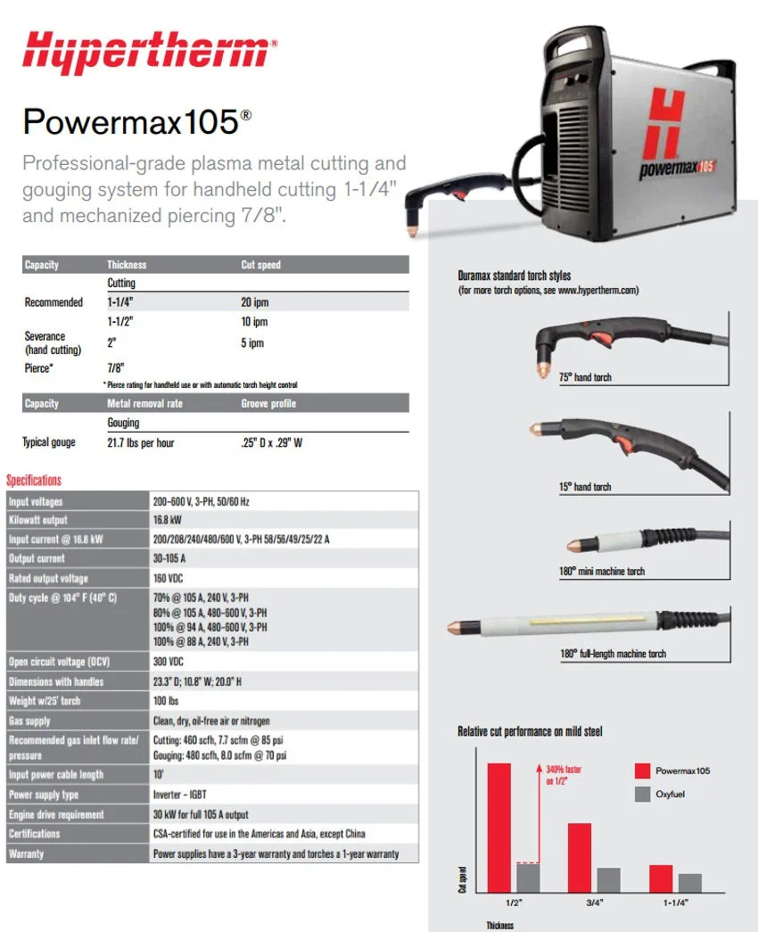 Hypertherm Powermax 105 w/CPC 25ft Mechanized Torch Pkg (059378) - Image 4