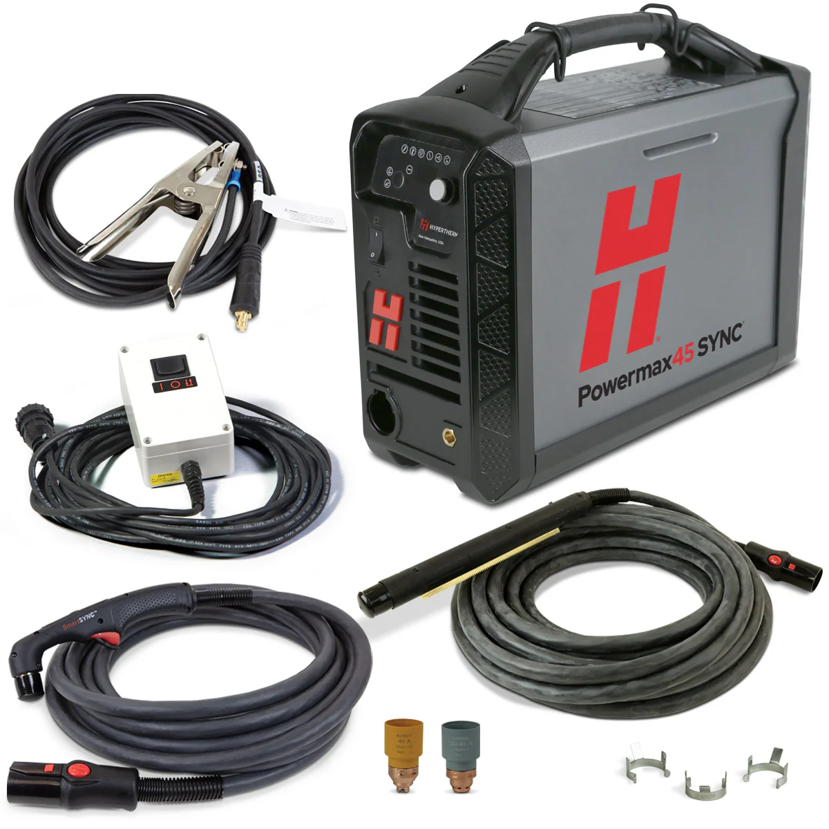 Hypertherm Powermax 45 SYNC Plasma w/CPC 20ft 75° Hand and 25ft 180° Mech Torches (088583)
