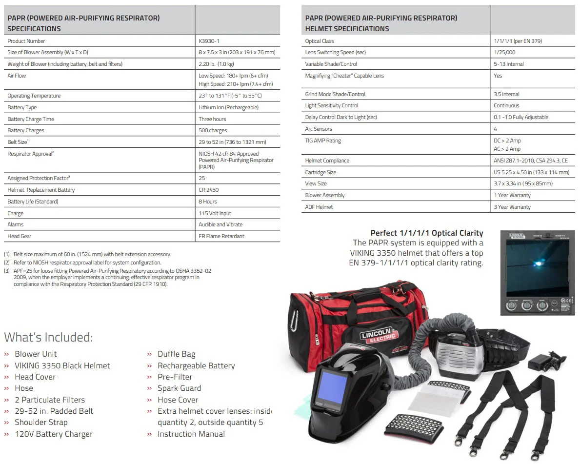 Lincoln PAPR System with 3350 Black Welding Helmet (K3930-1) - Image 5