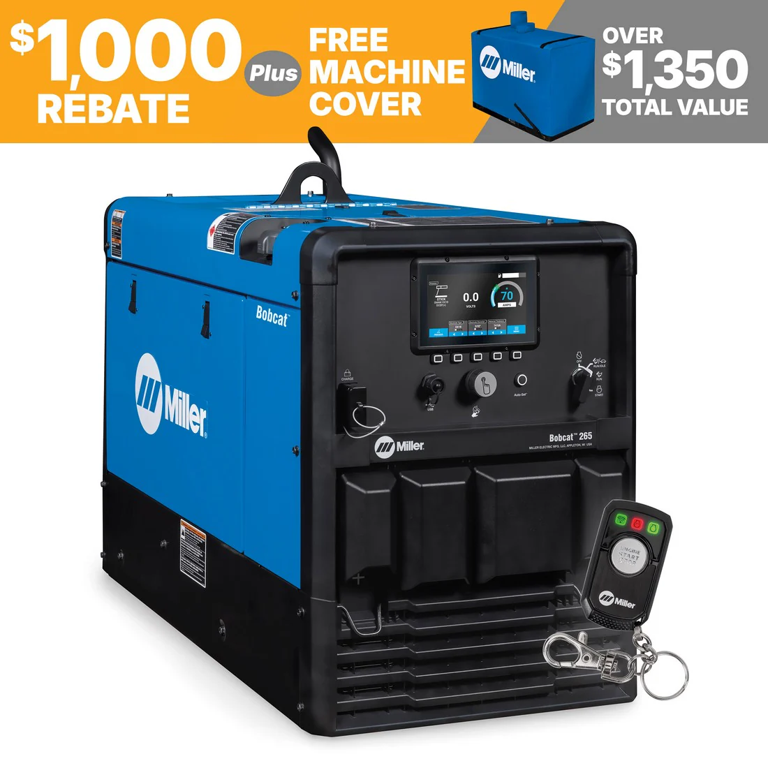 Miller Bobcat 265 Welder/Generator w/Battery Charge/Crank Assist (907826002)
