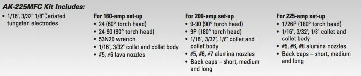Miller Weldcraft W-225 TIG Torch Accessory Kit (AK-225MFC) - Image 2