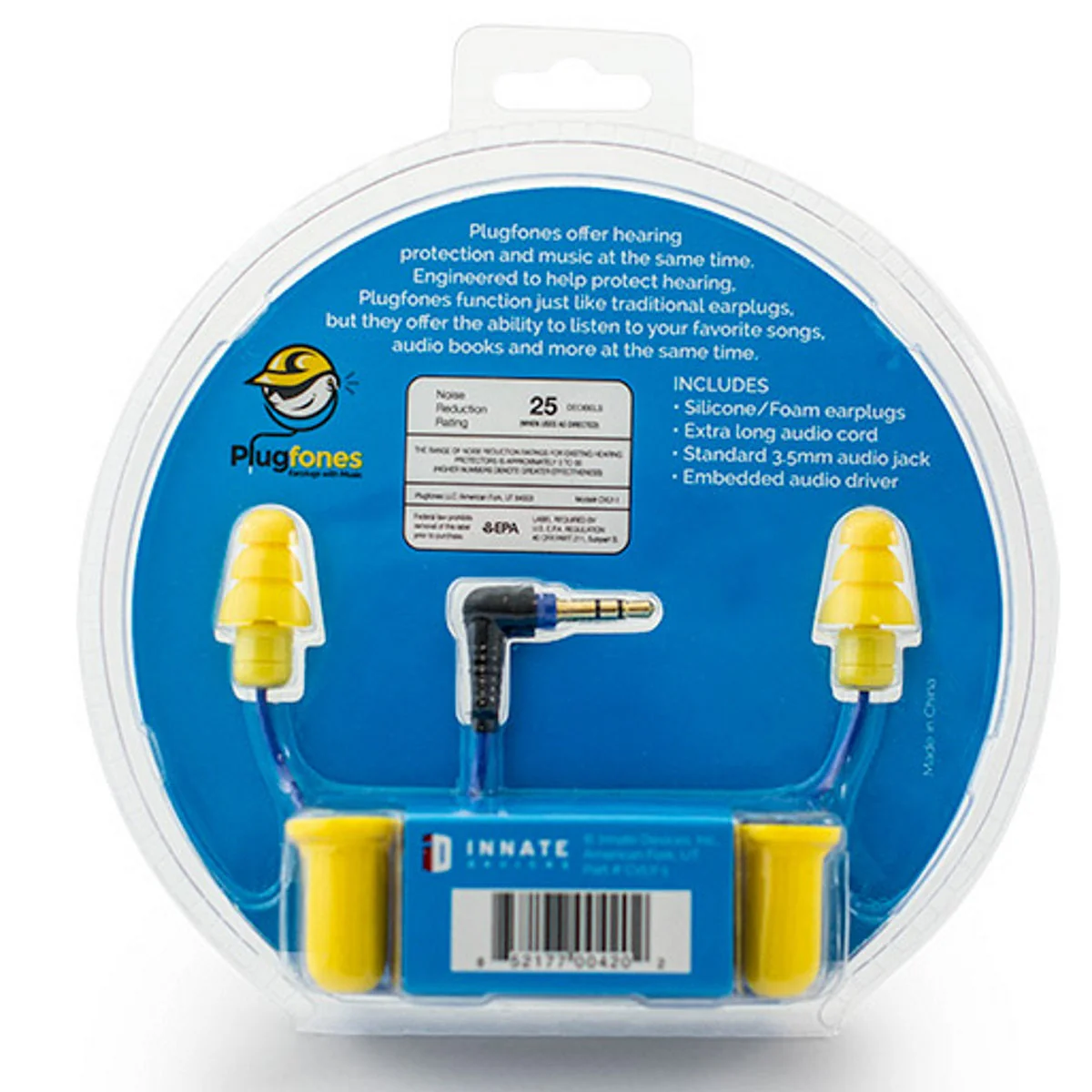 Plugfones Contractor VL Yellow Earplug Headphones - Image 3