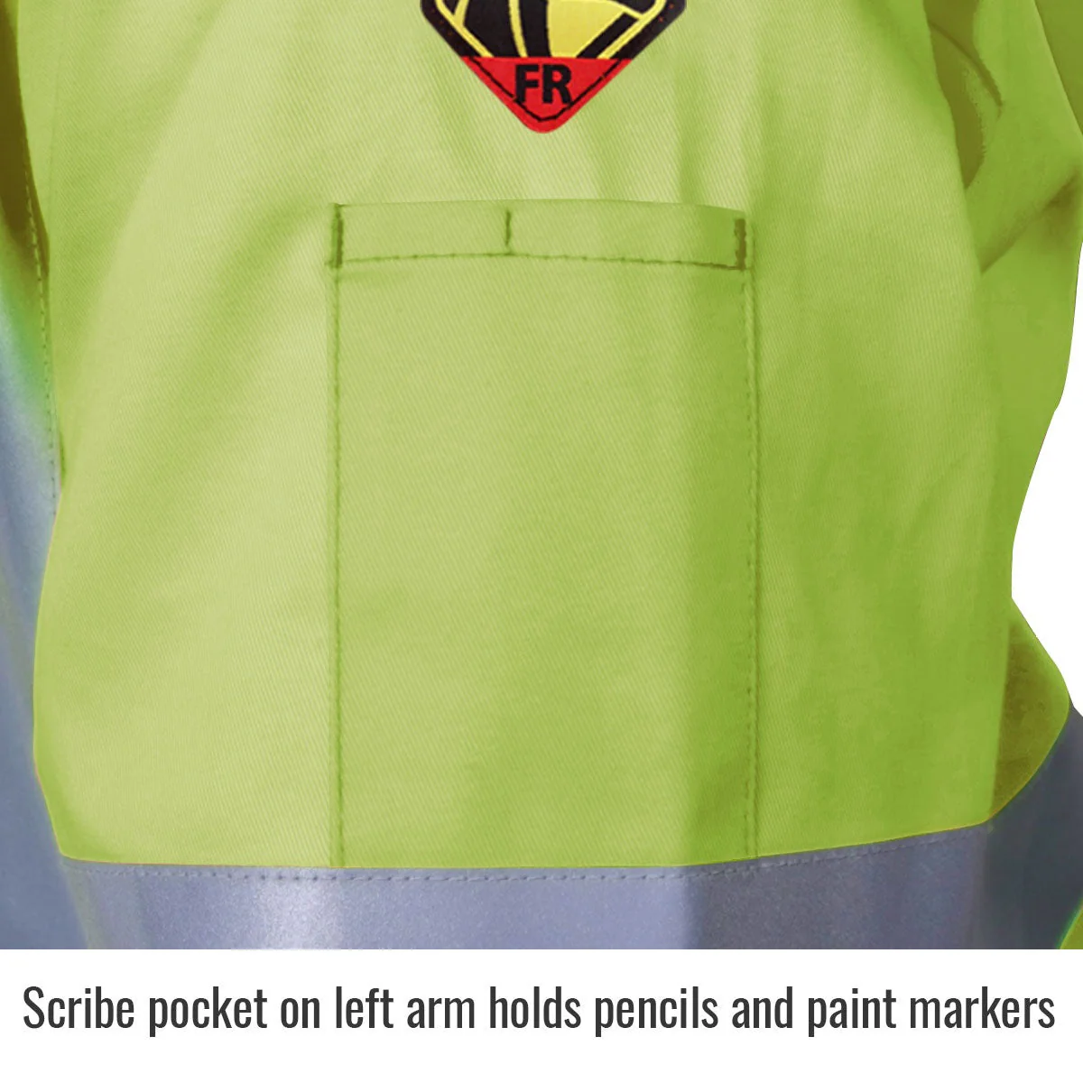 Revco Black Stallion 9oz Lime Safety Welding Jacket w/FR Reflective Tape (JF1012-LM) - Image 5