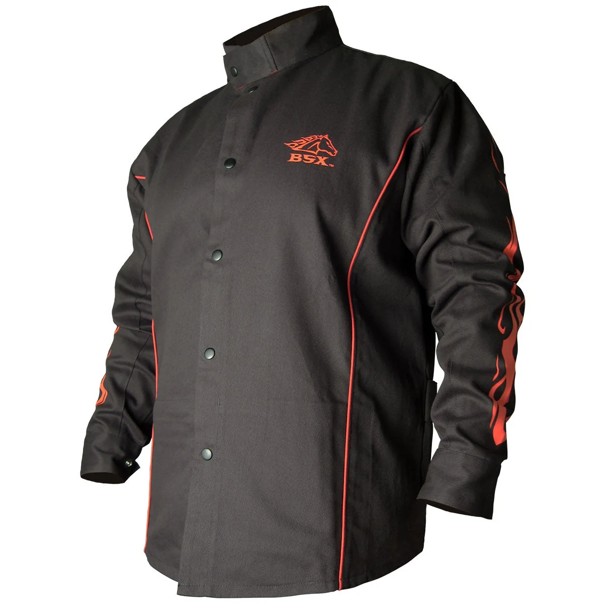 Revco Black Stallion BSX 9oz Black w/Red Flames FR Cotton Welding Jacket (BX9C) - Image 10