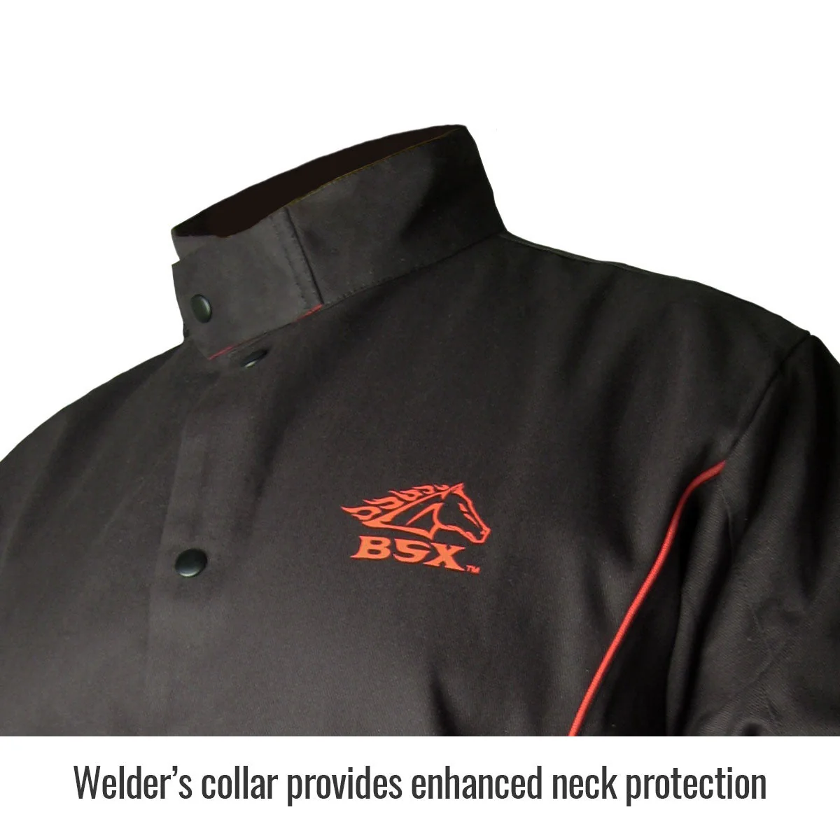Revco Black Stallion BSX 9oz Black w/Red Flames FR Cotton Welding Jacket (BX9C) - Image 3