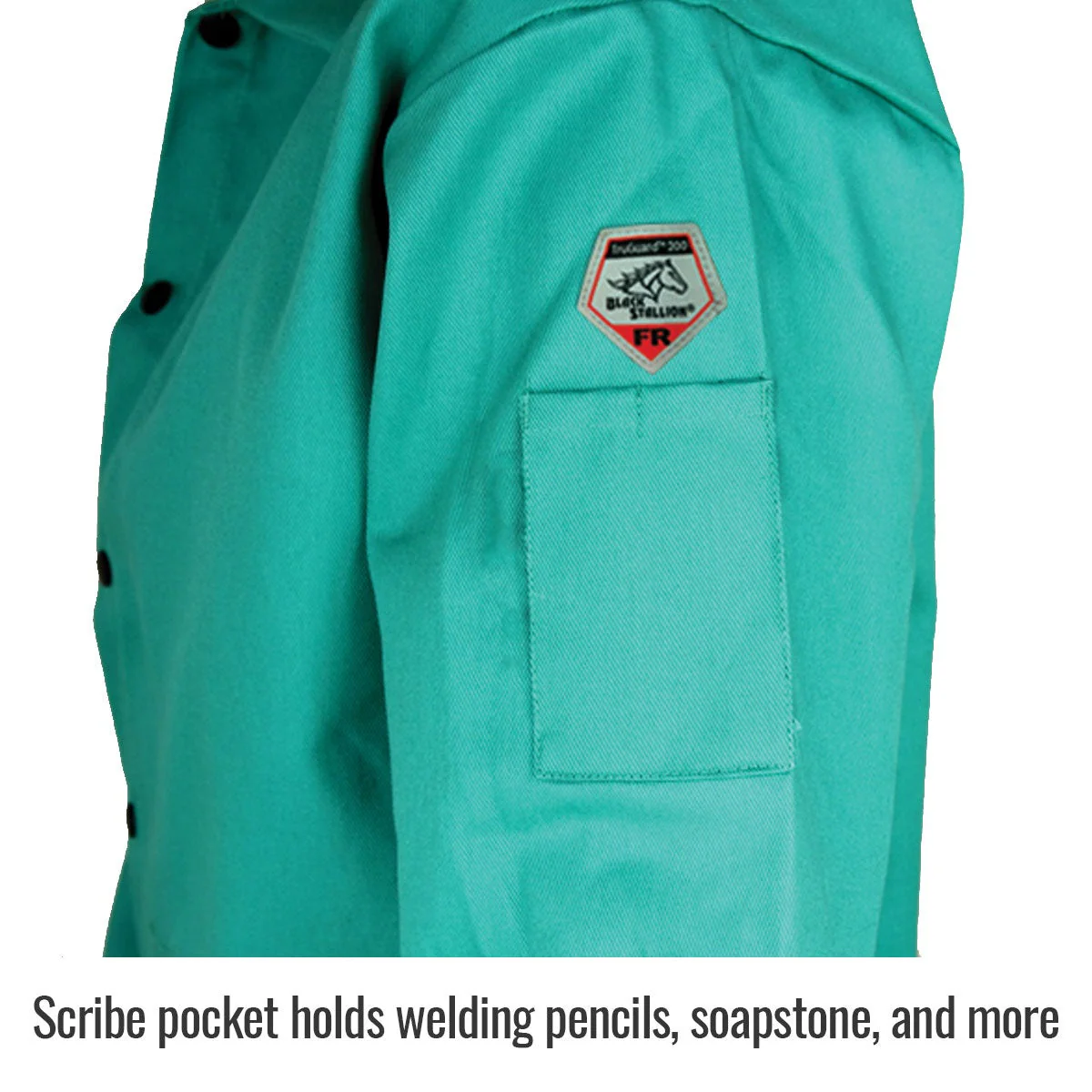 Revco Black Stallion TruGuard 200 9oz Green FR Cotton Welding Jacket (F9-30C) - Image 4